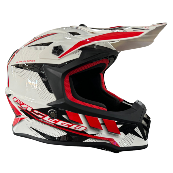 Faseed 608 Kids White/Black/Red Helmet