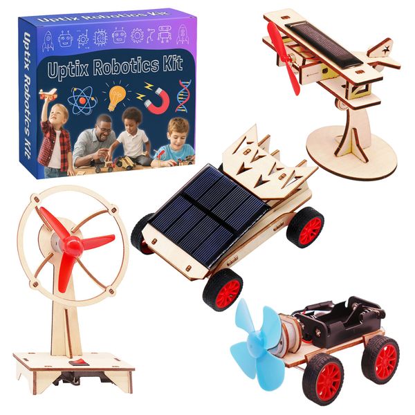 Kids DIY 3D Model Solar Plane &amp; Car, Wind Powered Car &amp; Electric Fan