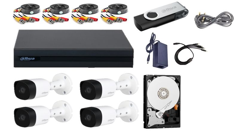 Dahua 4CH Kit With Readymade Cable , 1TB Hard Drive And Flash Drive
