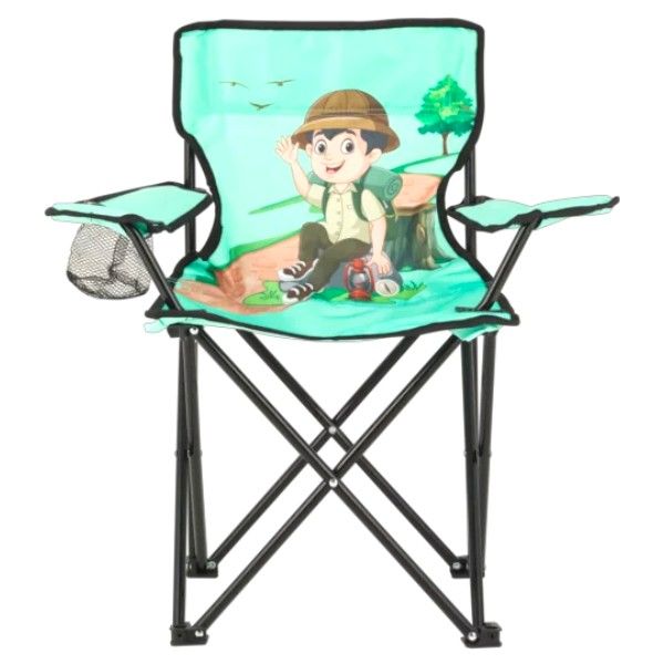 Bush Baby Kids Foldable Character Camp Chair Cup Holder Less 50kg Boys Blue