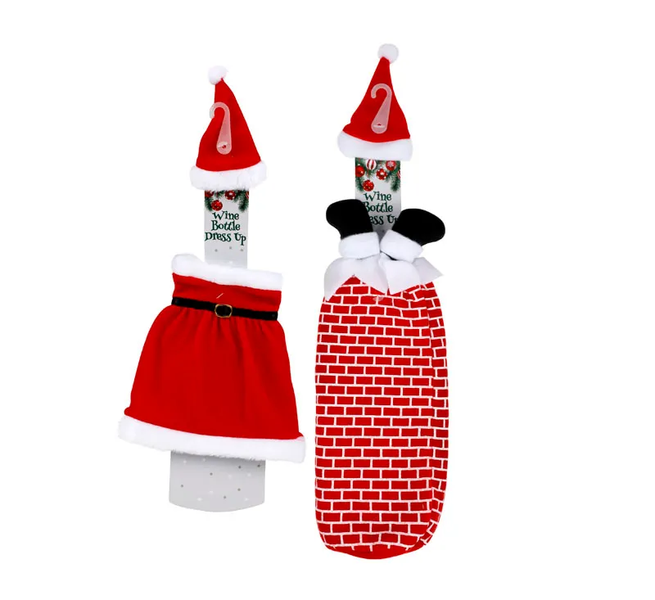 Christmas Table Decor Wine Bottle Dress Up - 2 Pack