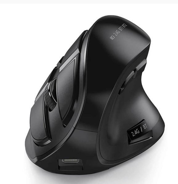 Wireless Multi-Device Vertical Ergonomic Mouse Rechargeable - Black