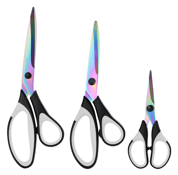 QKTNIUBI Tri-Color Stainless Steel Scissors for Office &amp; Craft