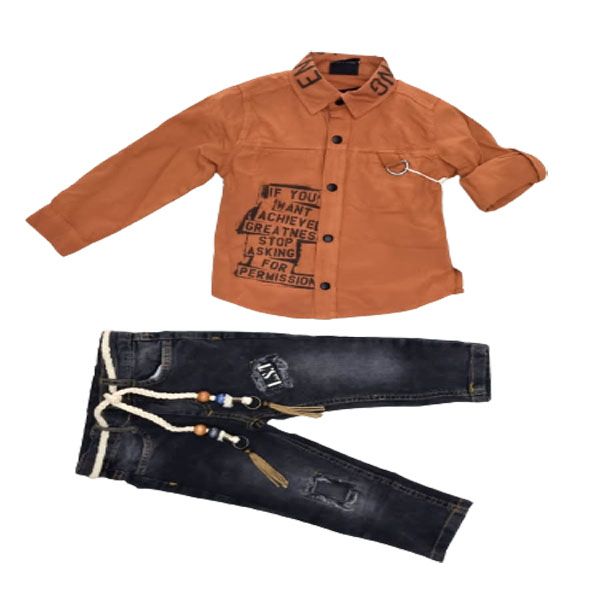 Little People Shop - Fashionable Shirt with Denim Jean Set
