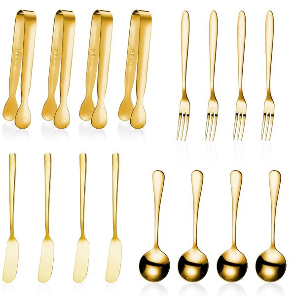 Stainless Steel Flatware Set - Gold (16 Piece)