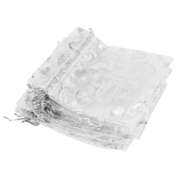 25 x Silver Organza Wedding Favor Gift Bag Pouch 12x10Cm