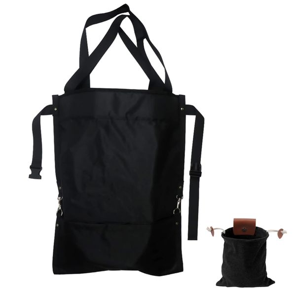 64x49cm Waterproof Fruit Picking Bag &amp; Foldable PU Belt Drawst Pouch Set