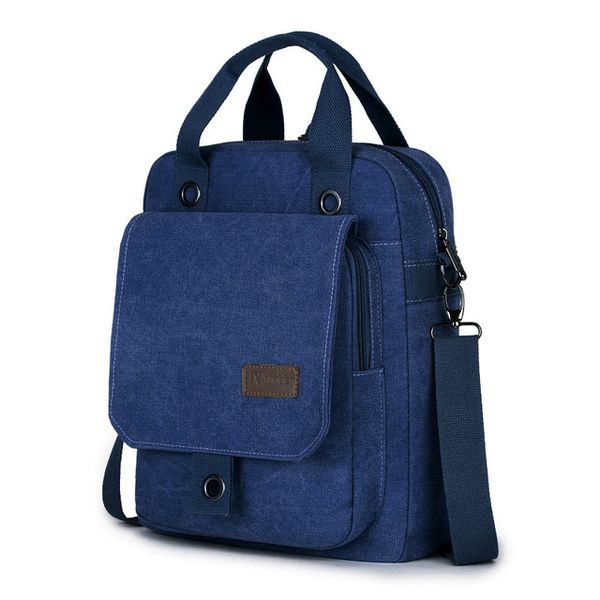 Canvas Material Pure Colour Message Bag-dark blue