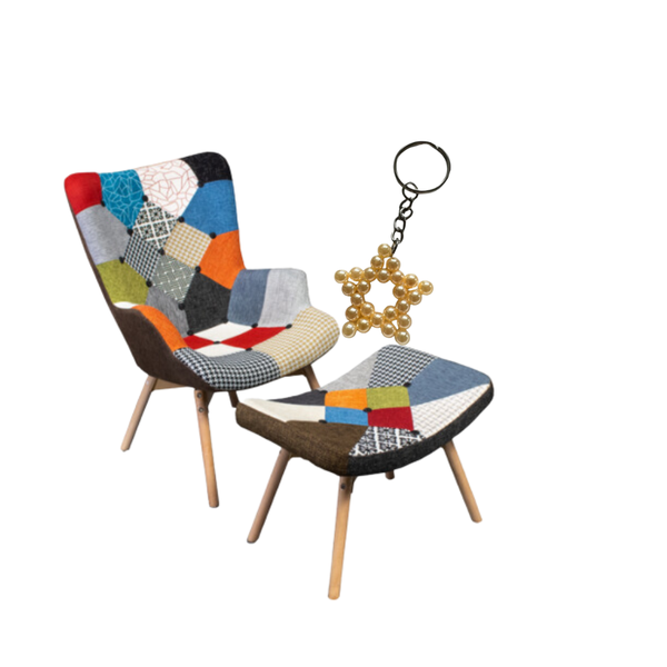 Colourful Mosaic Armchair and Footrest &amp; Hand made Key holder