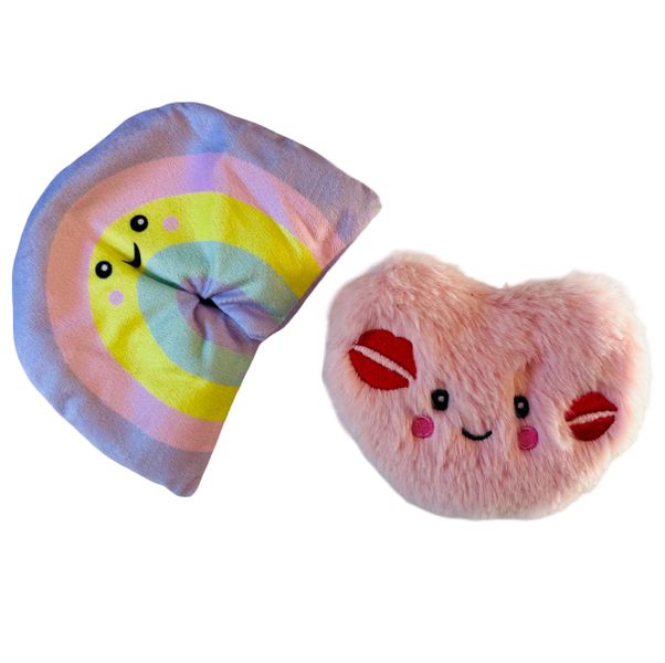 Kids Mini Winter Microwave Heating Pad - Heart &amp; Rainbow (Set of 2)