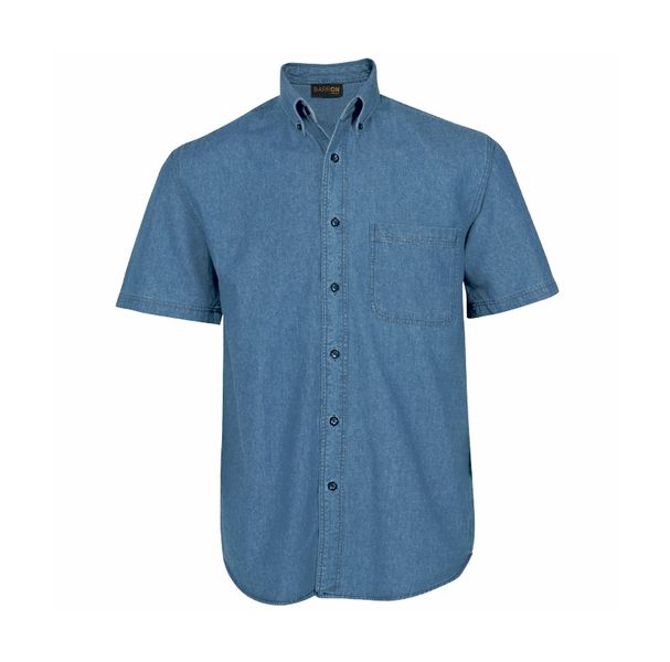Men's Denim Shirt - Short Sleeve - Casual