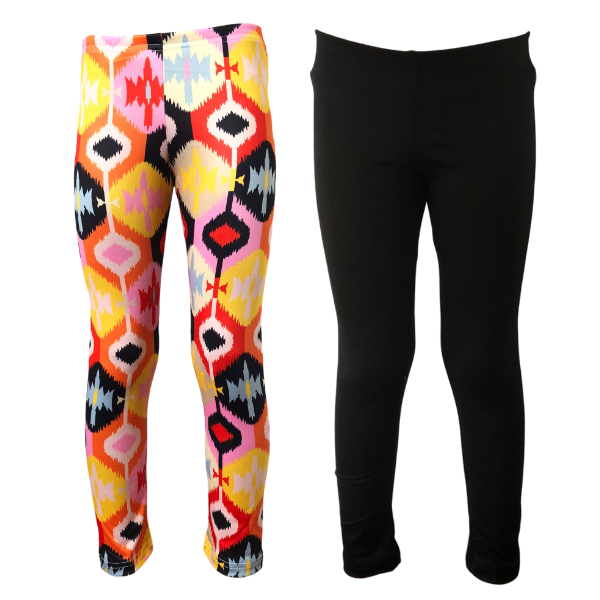 Baby/Toddler/Kids-Full-Length Leggings Pink Ikat &amp; Black