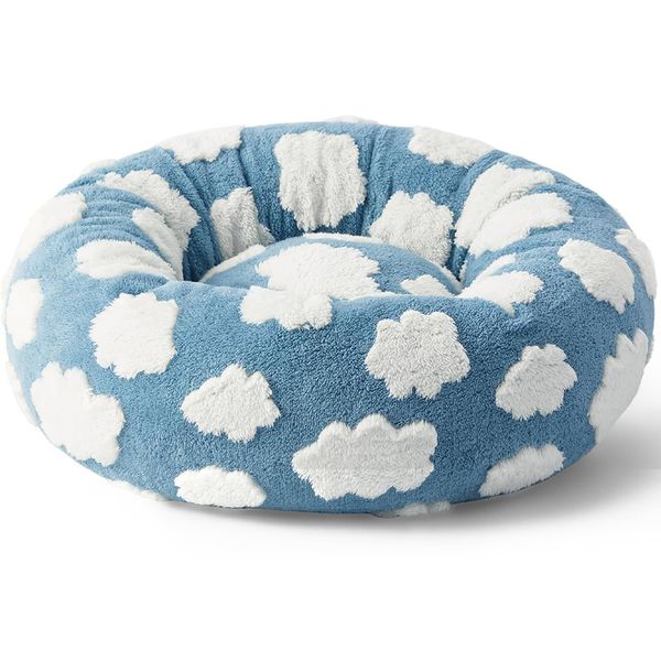 80cm Plush Donut Pet Bed Pet Calming Bed for Dogs Cats Washable Dog Beds