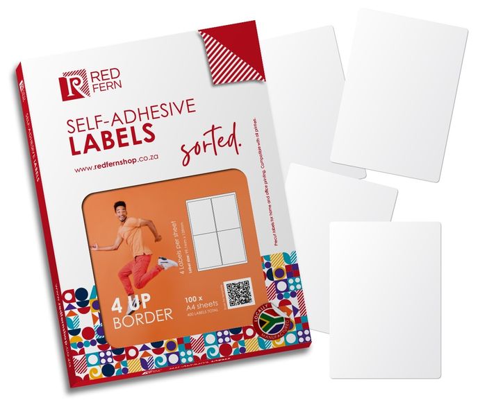 Redfern Bordered 4up A4 Self-Adhesive Labels 100 Sheets