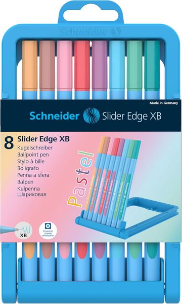 Schneider - Slider Edge XB Pastel Framed Ballpoint Pens Pack Of 8