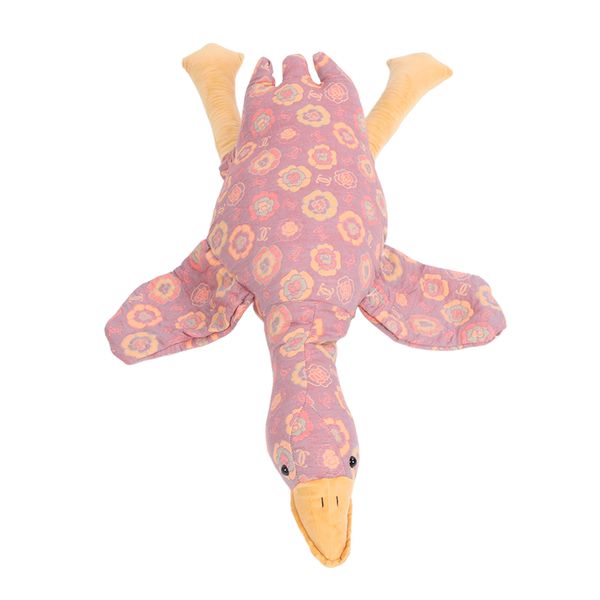 Goose Stuffed Animal Rose Pattern Soft Cute Goose Plush Pillow Toy Purple
