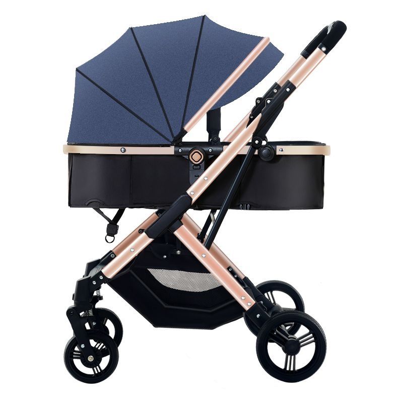 light blue baby stroller