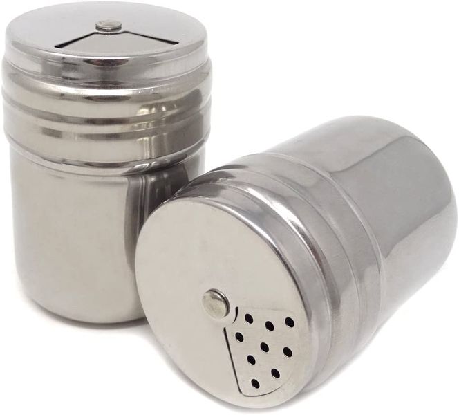 2 Piece, Salt Sugar Spice Pepper Shaker Seasoning Cans with Rotating Cover