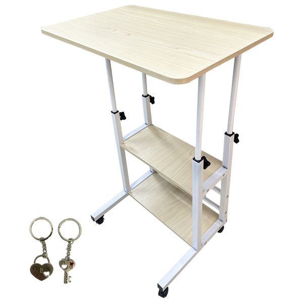 Liftable Computer Desk with Rollers - yYellow