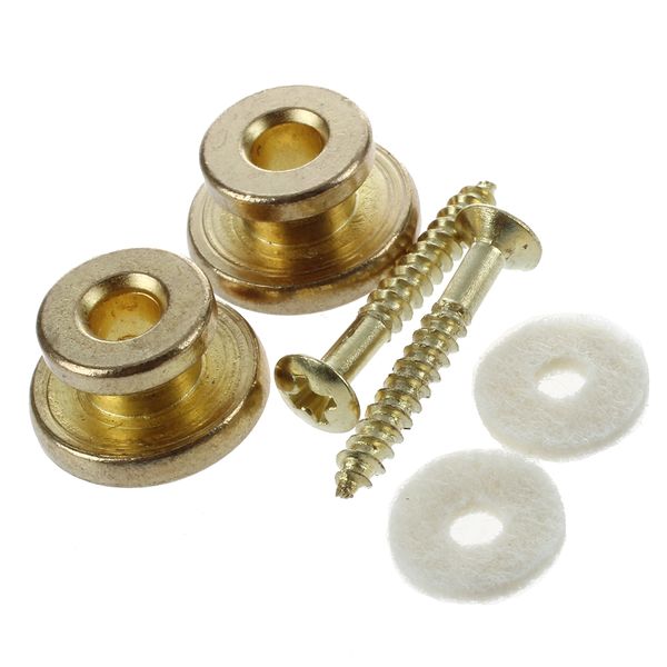 2 Pcs Golden Strap Button W/ Mounting Screw for Guitar Mandolin