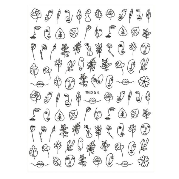Black Line Art Nail Sticker 1 Sheet