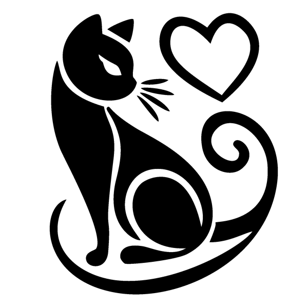TrendSpire Cat and Heart Vinyl Stickers - Set of 4