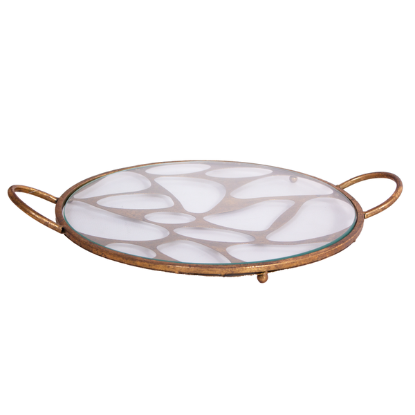Luxe Glass Tray With Gold Steel Frame