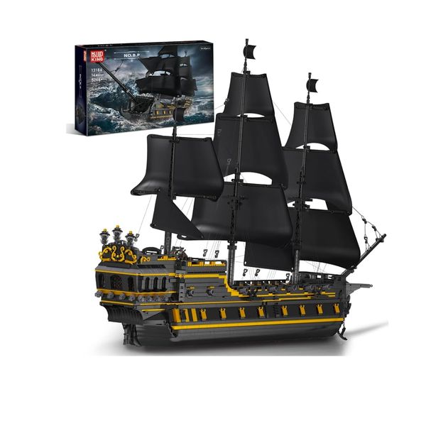 Mould King 13186 -Large Black Pearl Pirate Ship Building Set-5266Pcs