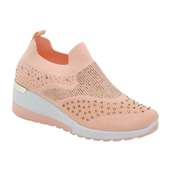 On Sneaker With Diamonds - Apricot image