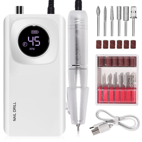 Portable Nail Drill Professional 45000 RPM, Rechargeable Electric Nail File