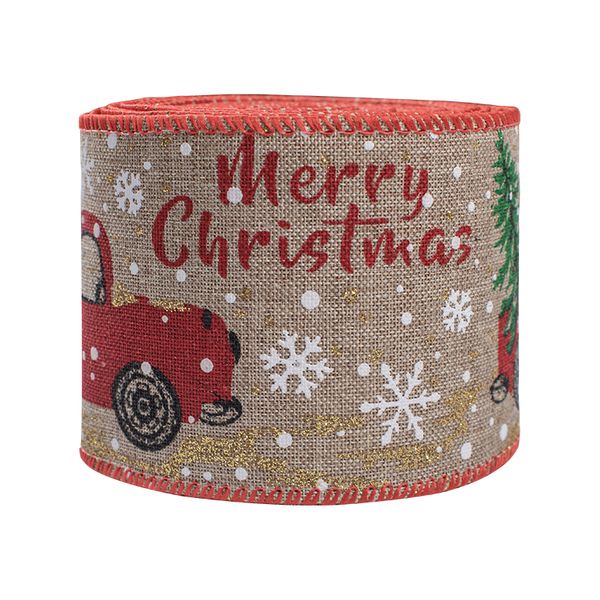 Christmas Snow Car Printed Ribbon (50mm x 9.1m) - Set of 2