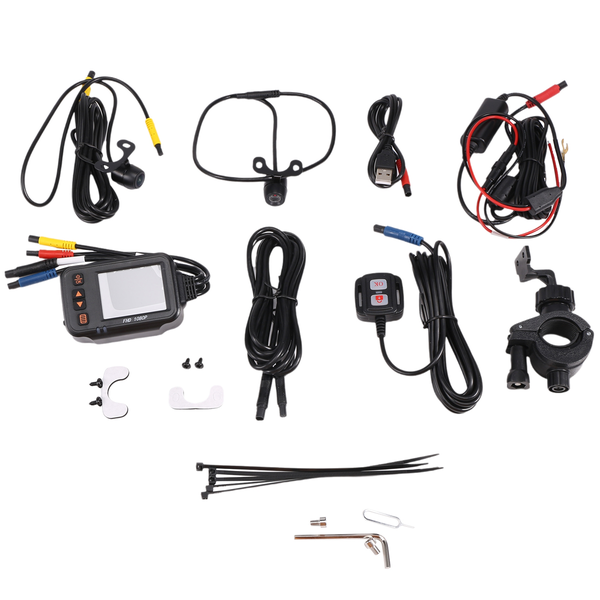 Motorcycle Dash Cam,2Inch IPS Screen 1080P+720P Dual AHD Bike Dashcam Black