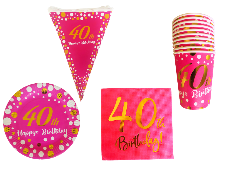 40th Birthday Party Decorations - Pink and Gold