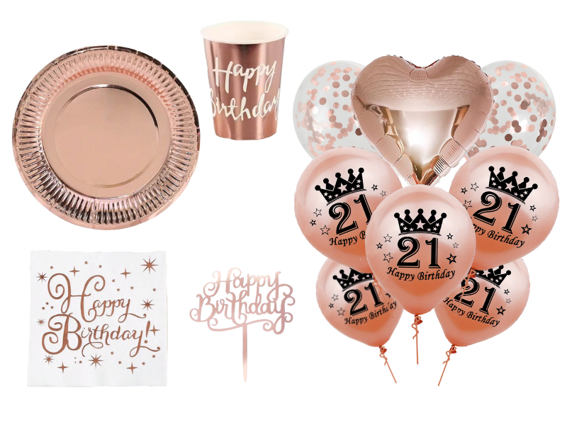 Rose Pink 21st Birthday Party - Themed Party Decorations - 49 Pieces