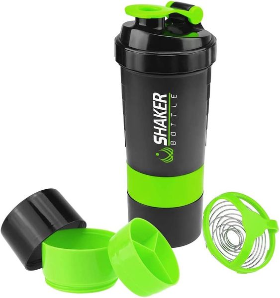 Leak Proof Protein Shake Bottle Mixer With Pill Tray - Sports Water Bottle