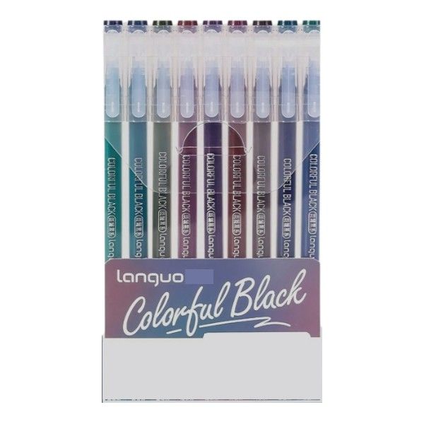 9 Piece - Languo Colourful Black Series Gel Ink Pens