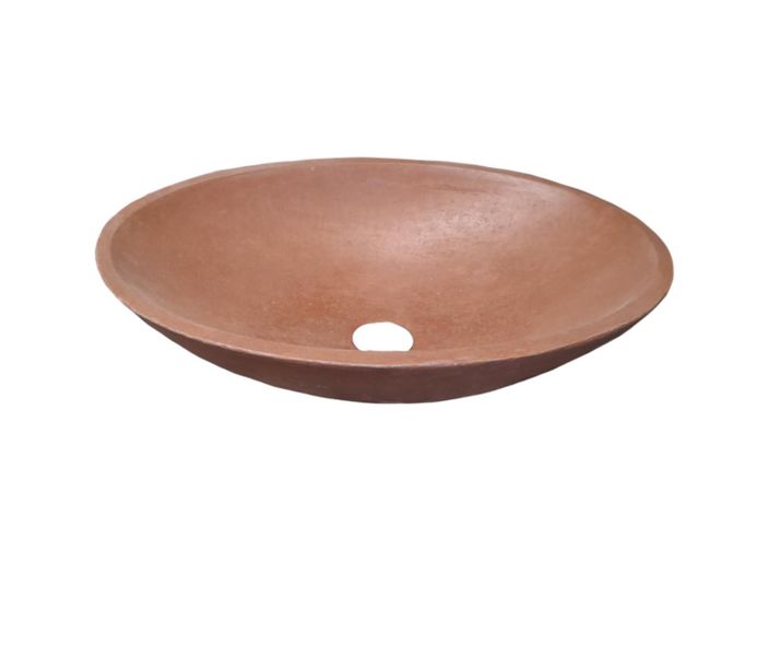 Choc Plum Concrete Oval Basin 50x35x15cm - High Strength, Chip Resistant