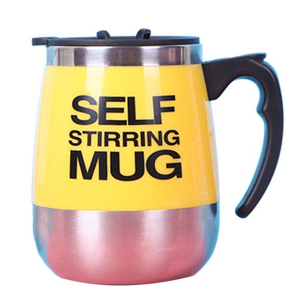 Stainless Steel Tumbler Creative Electric Lazy Self Stirring Mug YELLOW