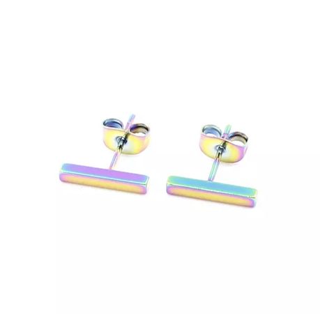 SilverCity Stainless Steel Bar Stud Earrings For Men & Women Unisex Image