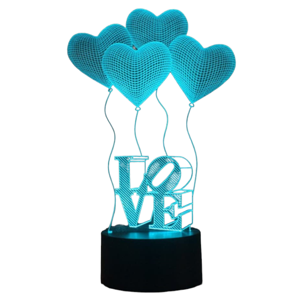 Laser Cut 3D Creative Visualization RGB Desk Night Lamp - Heart Balloons
