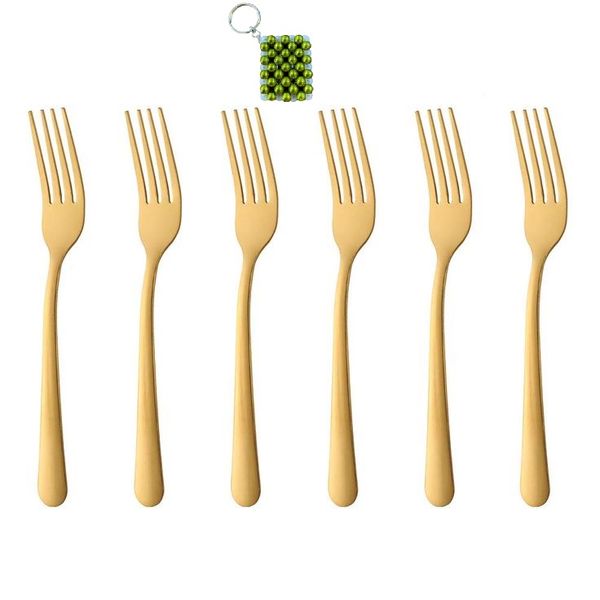 Gold Forks - Elegant Flatware for Stylish Dining - Set of 6 &amp; Key Holder