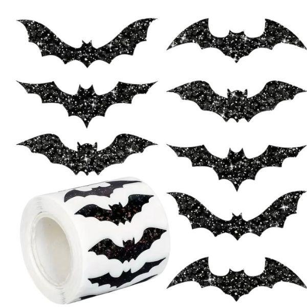 500pcs Halloween Bat Stickers - Spooky Party Decorations, Black &amp; White Bat