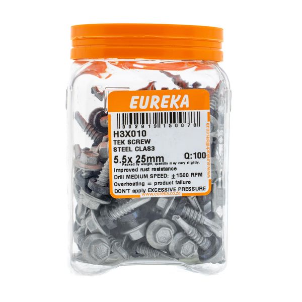 EUREKA Tek Screws Steel Class 3 5.5 x 25mm Q:100 H3X010