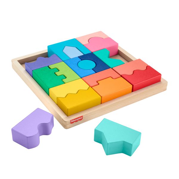 Fisher-Price Wooden Interlocking Blocks, 20 Wood Pieces