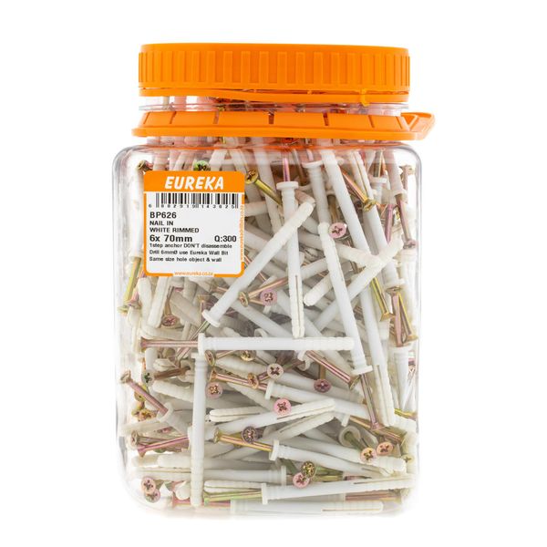EUREKA Nail-In Anchor White Rimmed 6 x 70mm Q:300 BP626