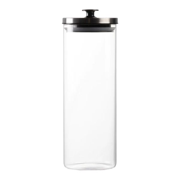 Canister 1.7L 28.5x10cm Round Borosilicate Glass with Metal Lid