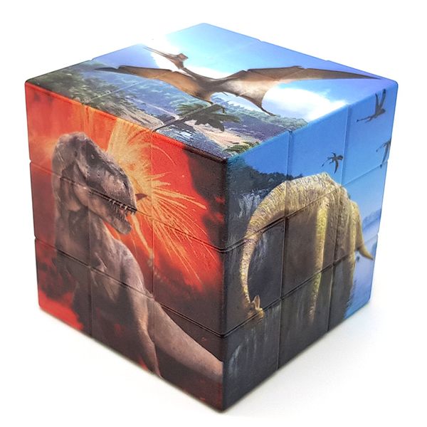 Bufftee Rubik's Cube 3 x 3 - Dinosaur Picture Puzzle Extinct Fidget Cube