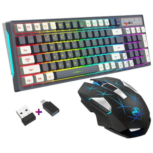 HXSJ -LS900- Wireless Anti-Ghosting Keyboard &amp; 7 Key Mouse - Black