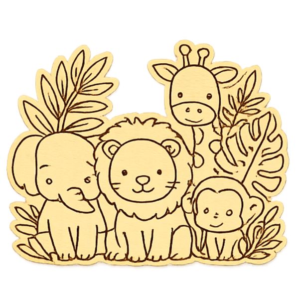 Laser Cut Decorative Frame - Safari Animal Friends Decorative Frame