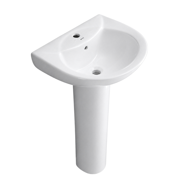 Ceramic Pedestal Basin White Bathroom Wash Basin Set - AY266-030